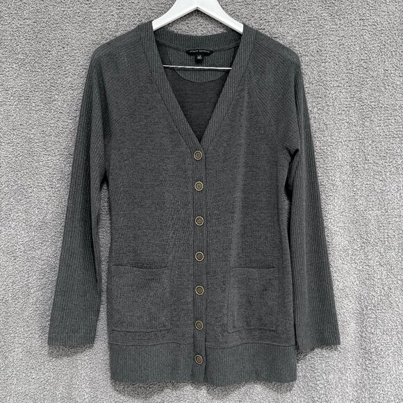 Banana Republic longline cardigan sweater Charcoal Grey Large - Picture 3 of 8